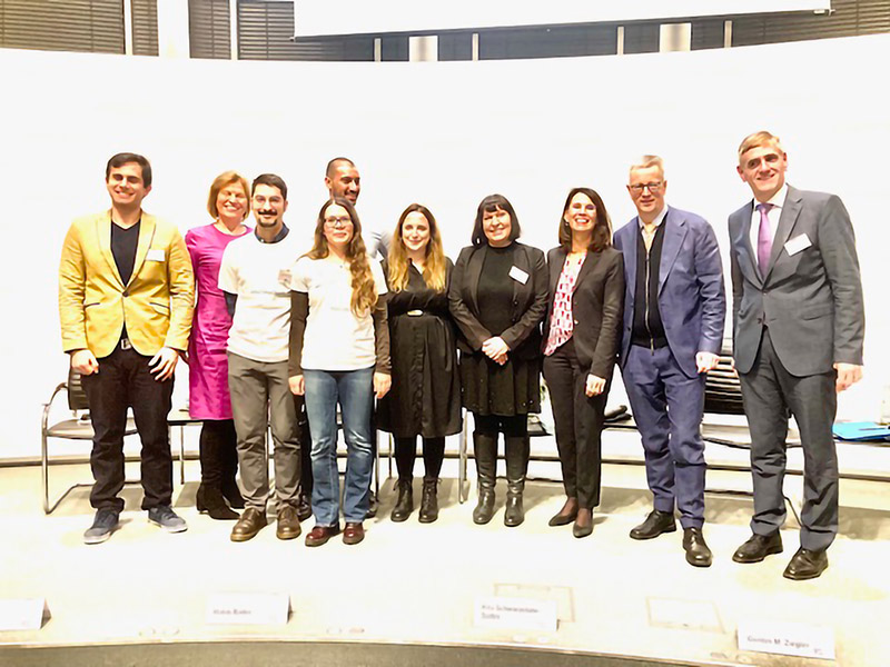 Jubiläumsveranstaltung am 6. November 2023 mit Parlamentarischer Staatssekretärin Rita Schwarzelühr-Sutter, Bundesministerium des Innern und für Heimat, Präsident Prof. Dr. Günter Ziegler, Freie universität Berlin, Dr. Heinz-Joseph Loddenkemper, Dr.  Monika Schmitt-Vockenhausen, Studierende der Stiftung, Friedrich-Ebert-Stiftung